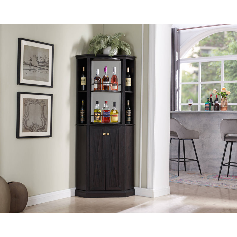 Ian 29.68'' Bar Cabinet, Walnut/Brown