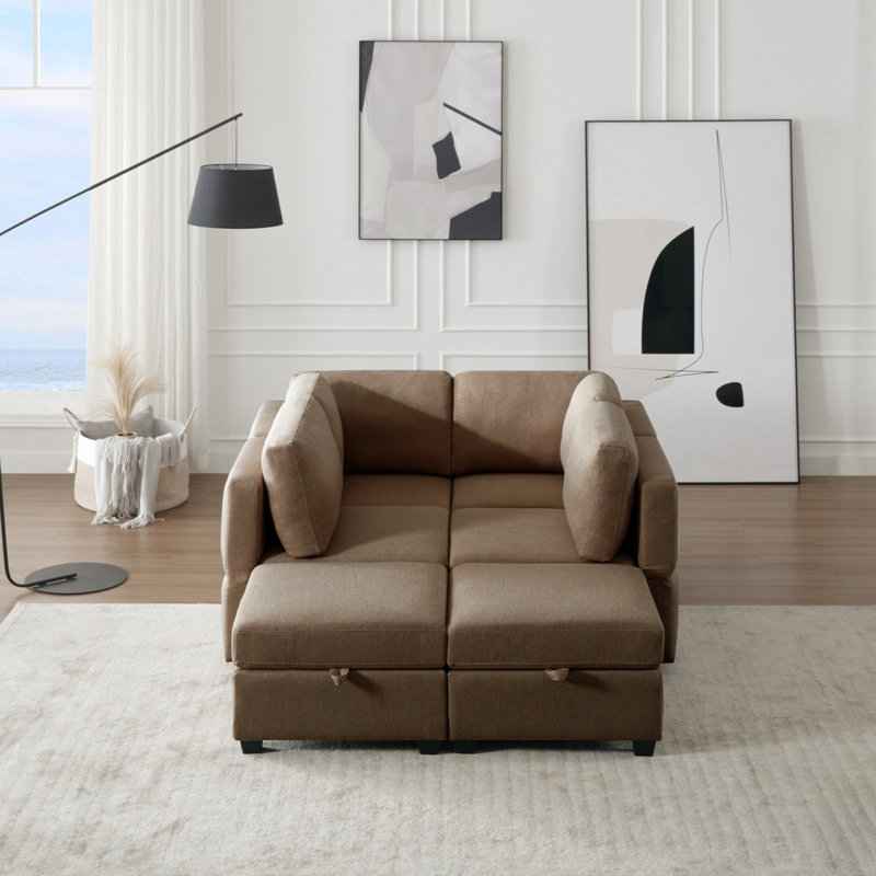 Versatile Oversized Sectional Sofa With Storage And Adjustable Features, Brown