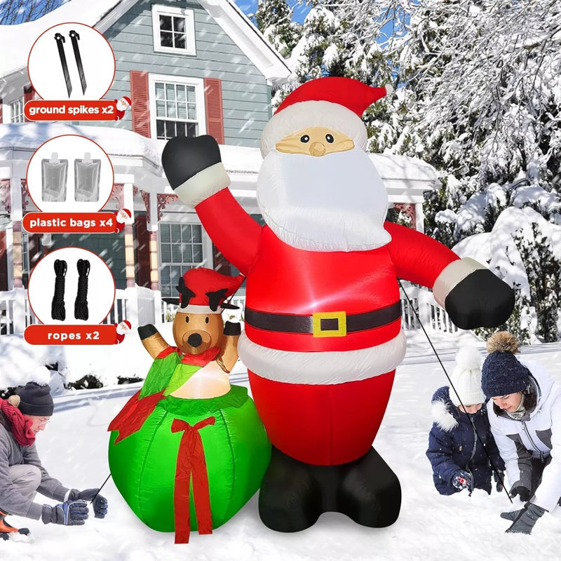 Décoration de Noël gonflable pour père Noël avec rennes gonflables 6 pi