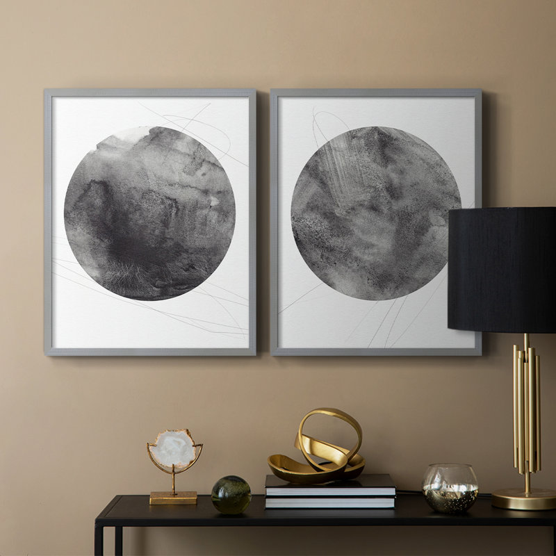Graphite Moon I-Premium, reproduction encadrée prête à accrocher - aucun clou requis - aucun clou requis, Vert