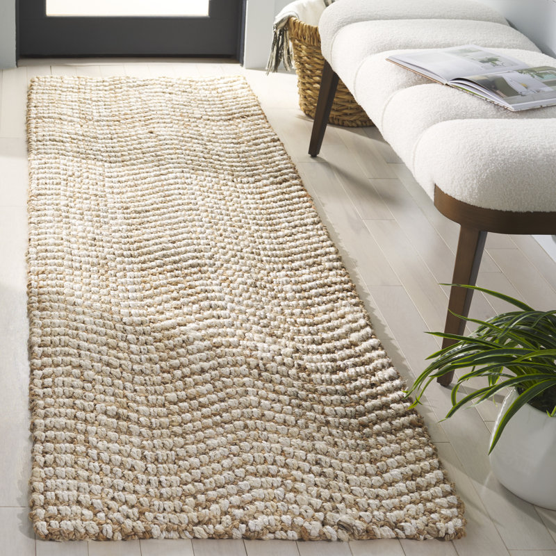 Natural Fiber Handwoven Jute Abstract Rug, Runner 2'3" x 8'