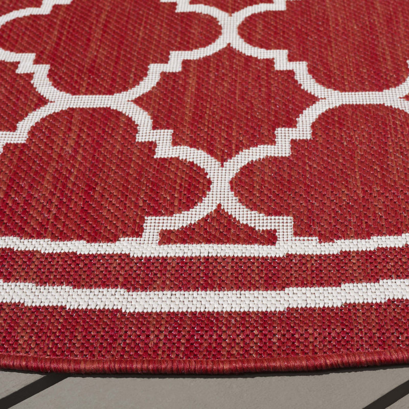 Tapis d'intérieur / extérieur à motif géométrique Herefordshire Performance, Rond 6 pi 7 po