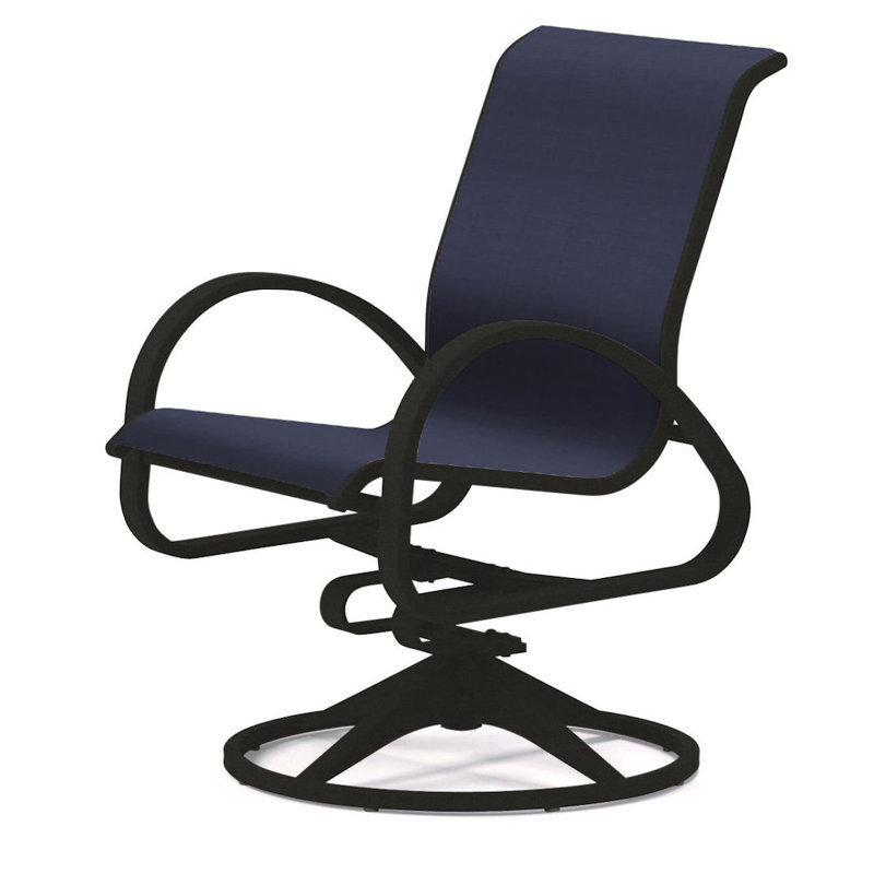 Aruba 1 Outdoor Dining Armchair, Textured Graphite, Navy 13D Sunbrella®