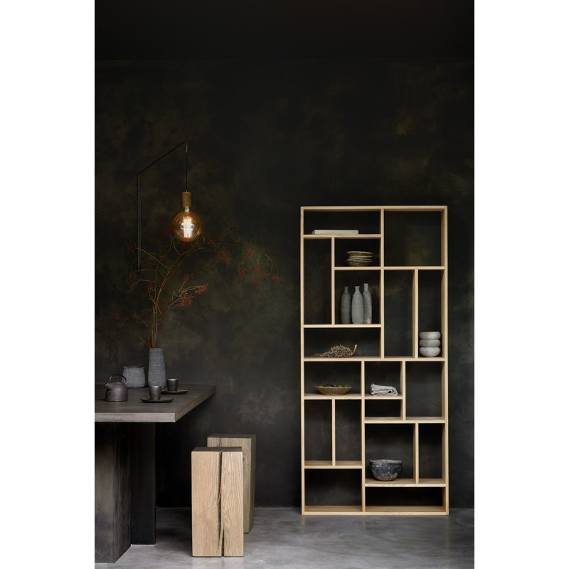 M Solid Wood Geometric Bookcase
