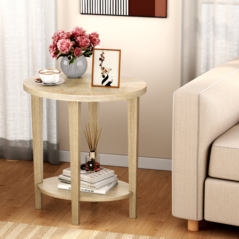 Table de bout ovale en bois massif, Naturel