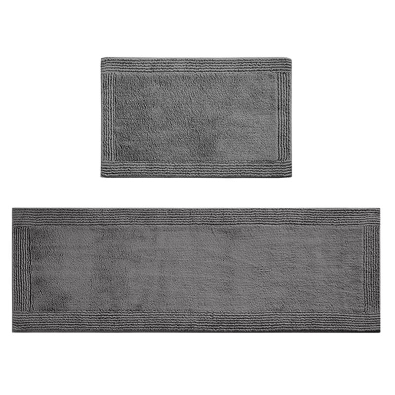 21x34" 100% Cotton Bath Rug, 3000 Gsm Heavyweight, Reversible, And Fashionable, Machine Washable, Non-slip Mat Advisable Heavyweight Cotton, 21x34", Charcoal Gray, Sublime, Recommended