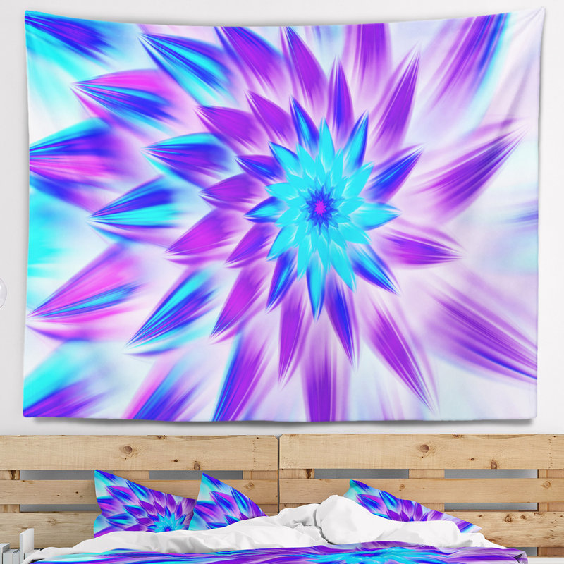 Tapisserie florales de fleurs bleues exotiques, H 50 po x l 60 po