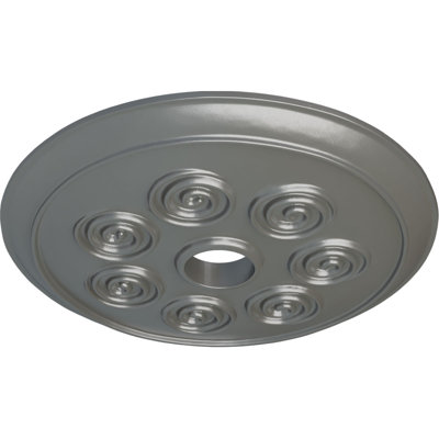 Endurathane Spiral Ceiling Medallion, 25 1/4"OD x 4"ID x 2"P (Fits Canopies up to 4"), Hand-Painted Silver Finish