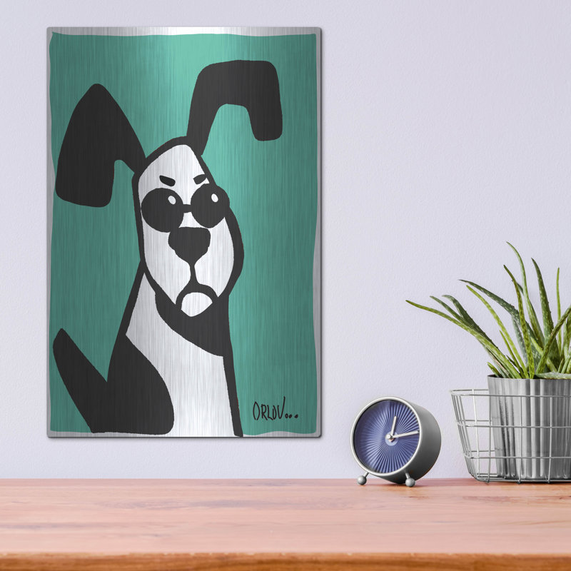 «Dog On Teal» par Irena Orlov, H 16 po x l 12 po