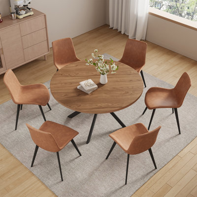 45.3"l Round Modern Kitchen Dining Table With 32.4"h Dining Chair by George Oliver