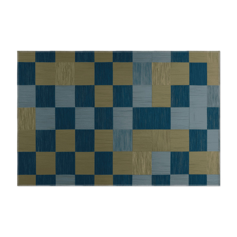 Tapis d'intérieur et d'extérieur à carreaux brun, Rectangulaire 3 pi x 5 pi