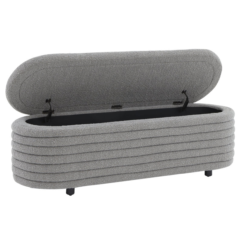 Banc de rangement rembourré Delray, Boucle gris foncé