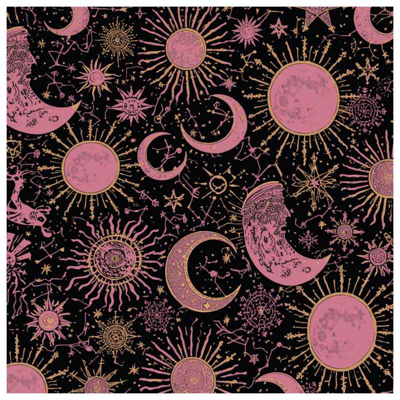 Toile tendue Celestial Moons And Stars, 16 x 16 pouces