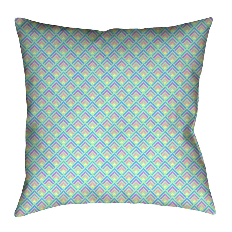Coussin Katelyn Elizabeth, 14 po x 14 po, Jaune/Vert/Bleu, Polyester