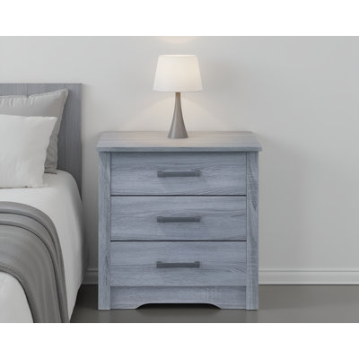 Saguenay Gray 3 Drawers Nightstand