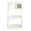 Table d'appoint ronde à 3 niveaux en métal, blanc mat, fer, trois tablettes, porte coulissante sécurisée, sans assemblage, idéale pour un lit ou un lit, convient aux espaces restreints, se déplace parfaitement, complète n'importe quelle table décorative