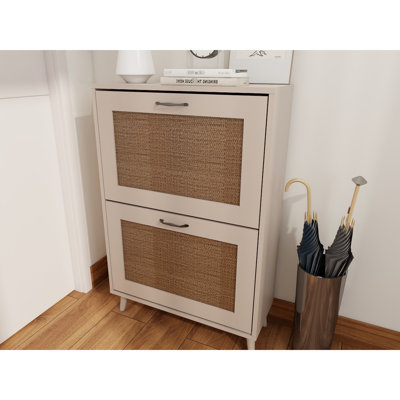 2 Shoe Rack For Entryway - Stable Spacious Storage Organizer With Easy Access Design Holds Up To 12 Pairs, Antique Grey Engineered Wood, 23.52 In Dept