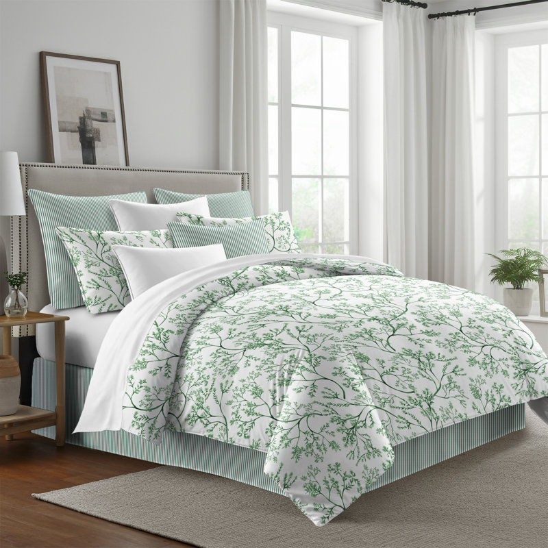 Tinsley Ivy Cotton Duvet Cover Set, Queen Duvet Cover + 7 Additional Pieces