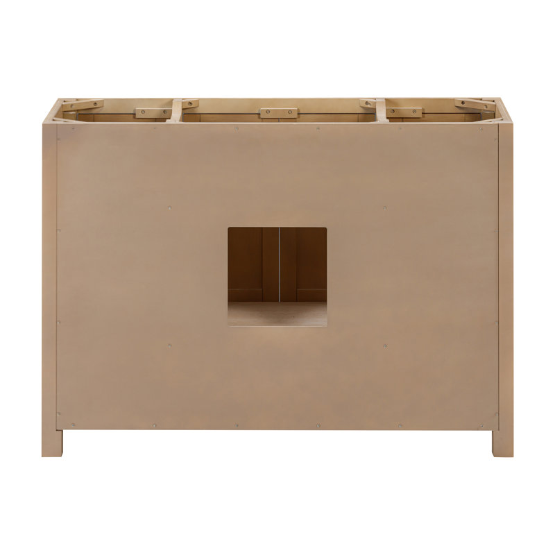 Modero 48" Single Bathroom Vanity with Top, Black, Brushed Oak, Cala White Marble