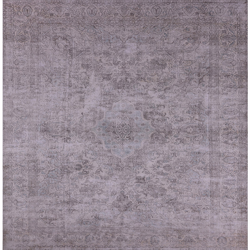 Tapis oriental gris Mervela, Carré 7 pi