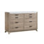 Ensemble de commode et miroir Tily, 6 tiroirs, plateau en fausse pierre blanche, brun