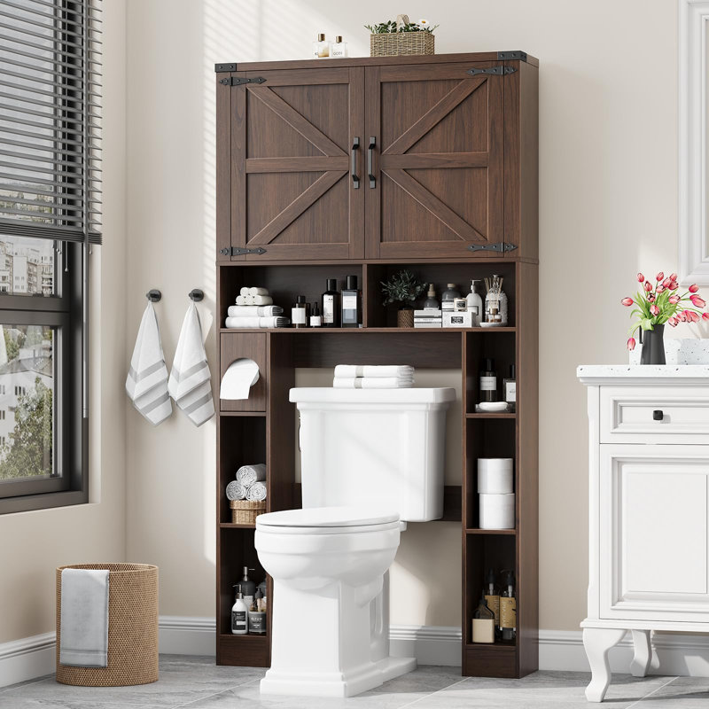 Over The Toilet Storage Cabinet With 2 Barn Doors, Espresso
