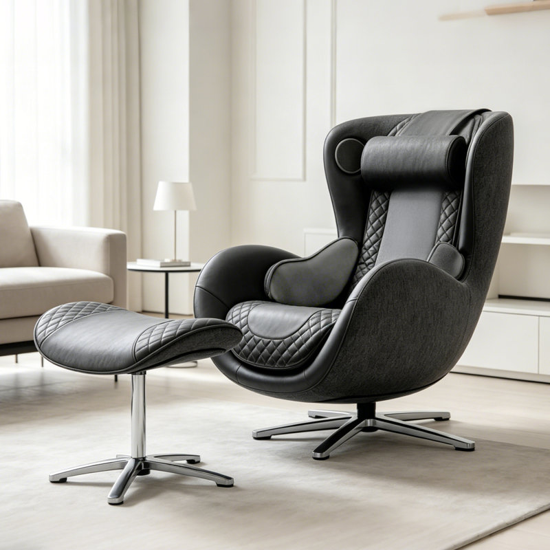 NOUHAUS Heated Classic Massage Chair Full Body and Spot Massaging Recliner with Ottoman, Bluetooth Speaker, in-Chair Charger. Portable Shiatsu Body Massager Chair