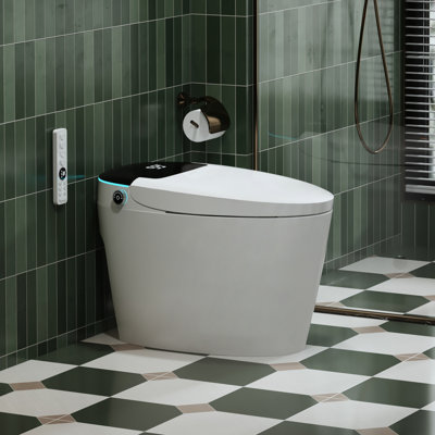 Intelligent Elongated Smart Toilet with Built-in Tank, Auto Open/Close Lid, Heated Seat and Integrated Bidet in White