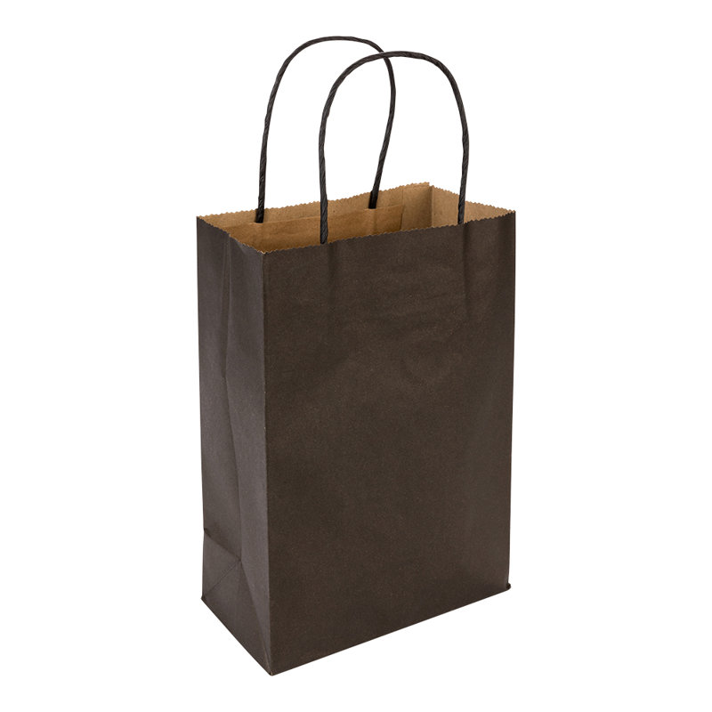 Paper Food Bag, Black, 10" H x 6.75" W x 12" D