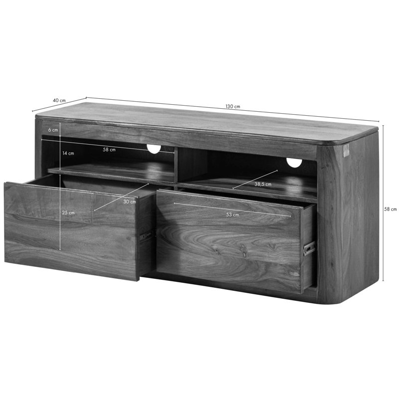 Toronto Unfinished TV Stand for TVs up to 58", Smoked cherry