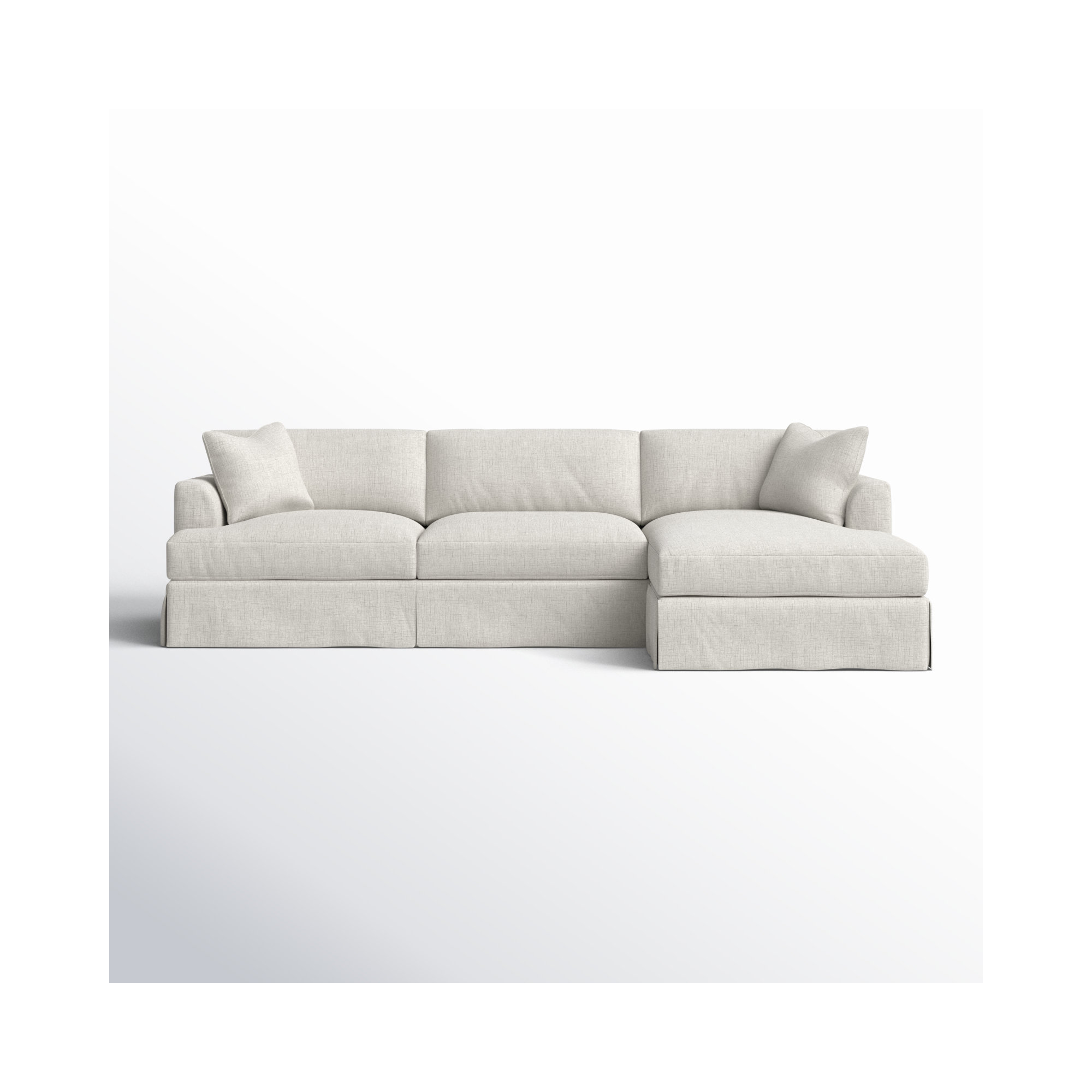 Lucia 128" Wide Down Cushion Sofa & Chaise, Bayou Sunshine Canvas, Right Hand Facing