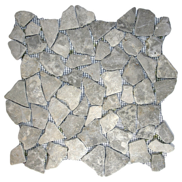Kapuas Natural Stone Mosaic Tile Gray Mesh Backed Matte Finish Waterproof for Backsplash - 1 sq ft.