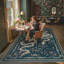 Tapis bleu antidérapant Palos Vintage-129230440-129408632