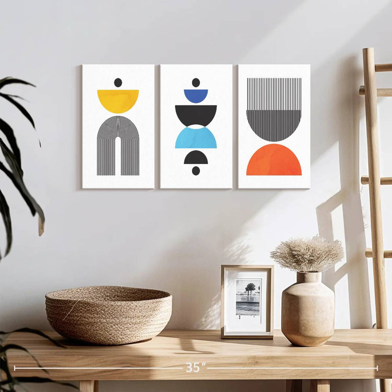Multicolored Geometric Abstract V Multi Piece Canvas Print, 26" H x 12" W