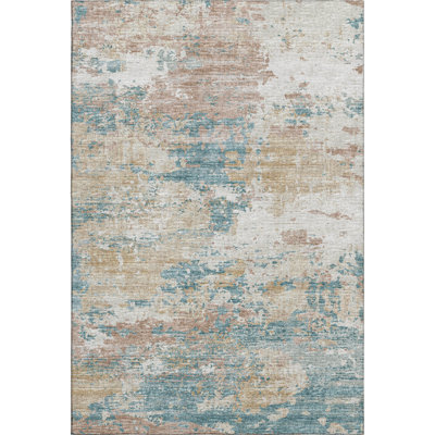 Premium Machine Washable Hintzen AMF69 Teal Rug