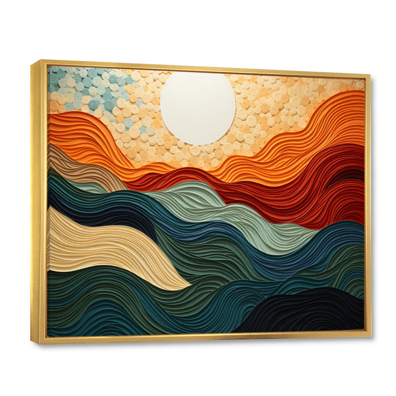«Desert Sands Abstract», art mural sur toile, Cadre flottant doré, H 16 po x l 32 po x P 1 po