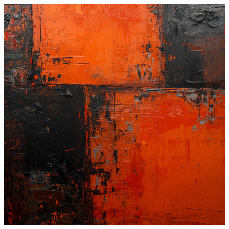 Orange Black Abstract Comforter, King