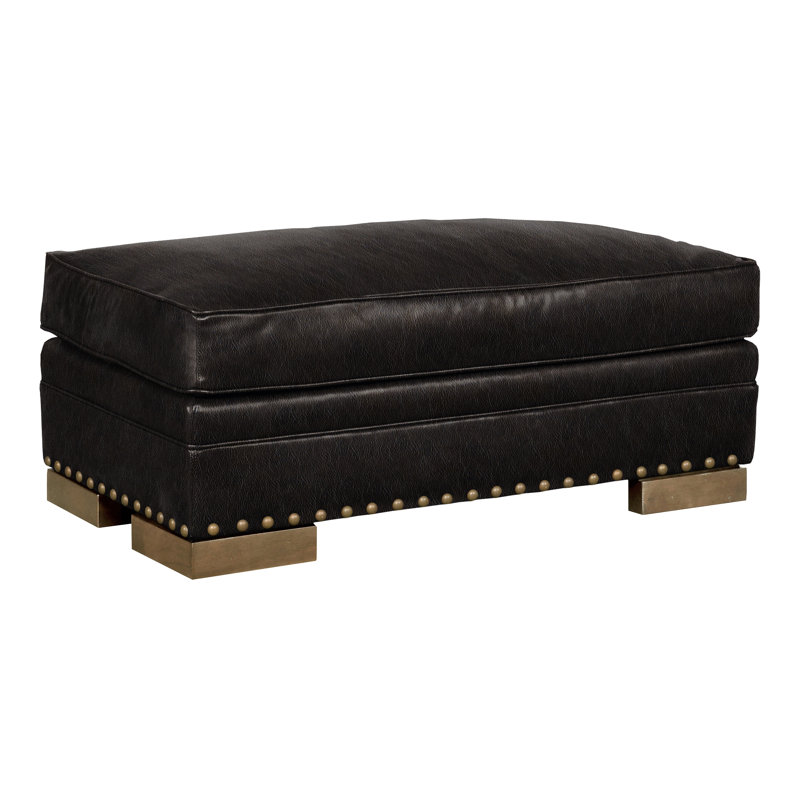 Riverside Upholstered Ottoman, Hampton, Saloon Dove Gray Genuine Leather, Yes