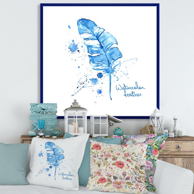 Plume bleue ethnique - peinture sur toile