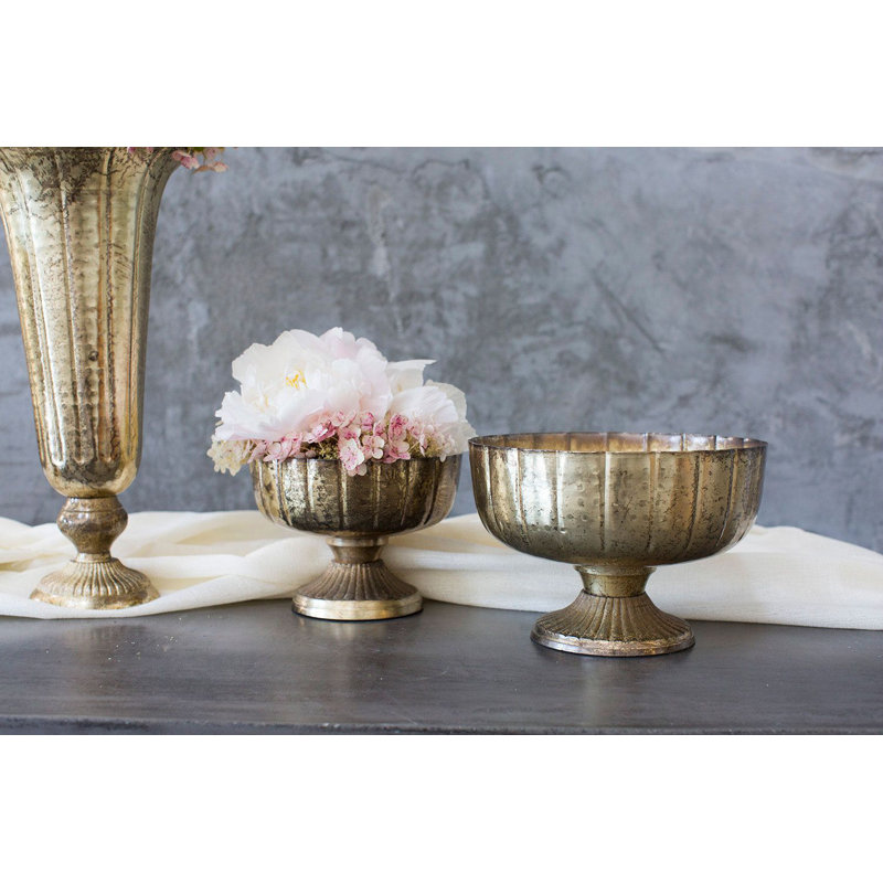 Metal Pot Planter, Gold, 6.5" H x 10" W x 10" D