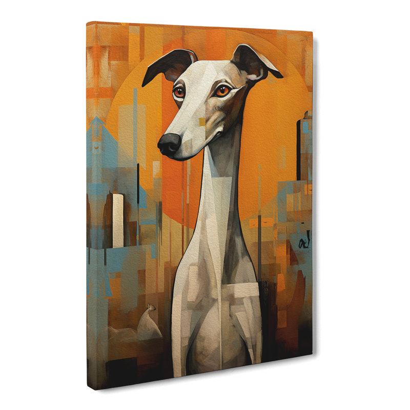 Whippet Modern No.2 - Wrapped Canvas, 50cm H x 35cm W x 3cm D