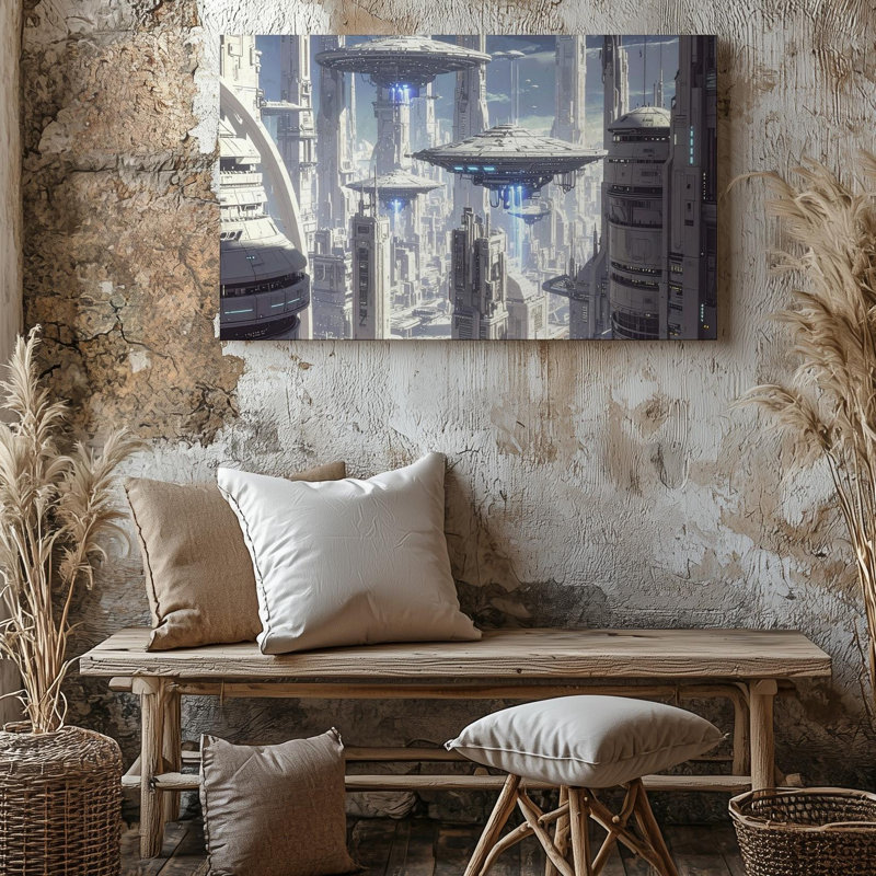 Toile, art mural futuriste, toiles de la ville, H 9 po x l 12 po