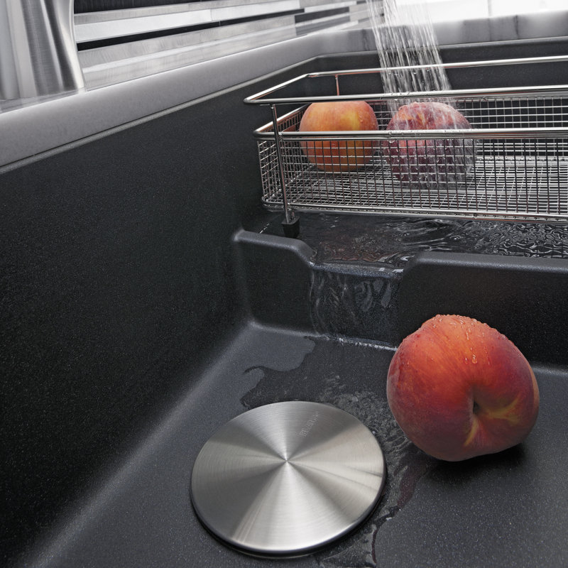 Precis Cascade SILGRANIT 29" L x 18" W Undermount Kitchen Sink with Colander, Anthracite