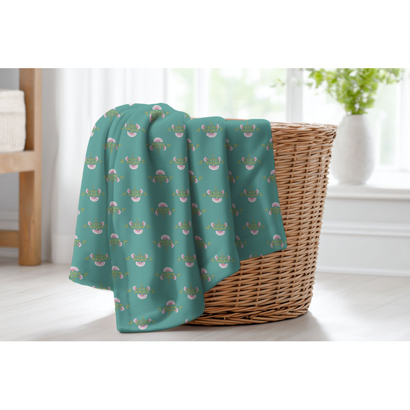 Couverture en velours de polaire Flora, L 60 po x l 50 po, Floral bleu sarcelle