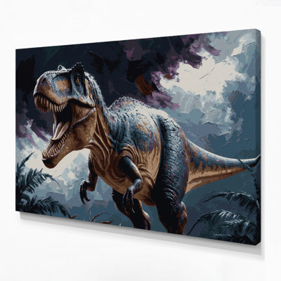 Dinosaur Allosaurus Black Canvas Wall Art