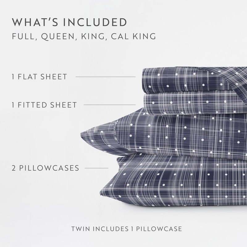 Becky Cameron™ Polka Dot Pattern Microfiber Sheet Set, Navy, Full