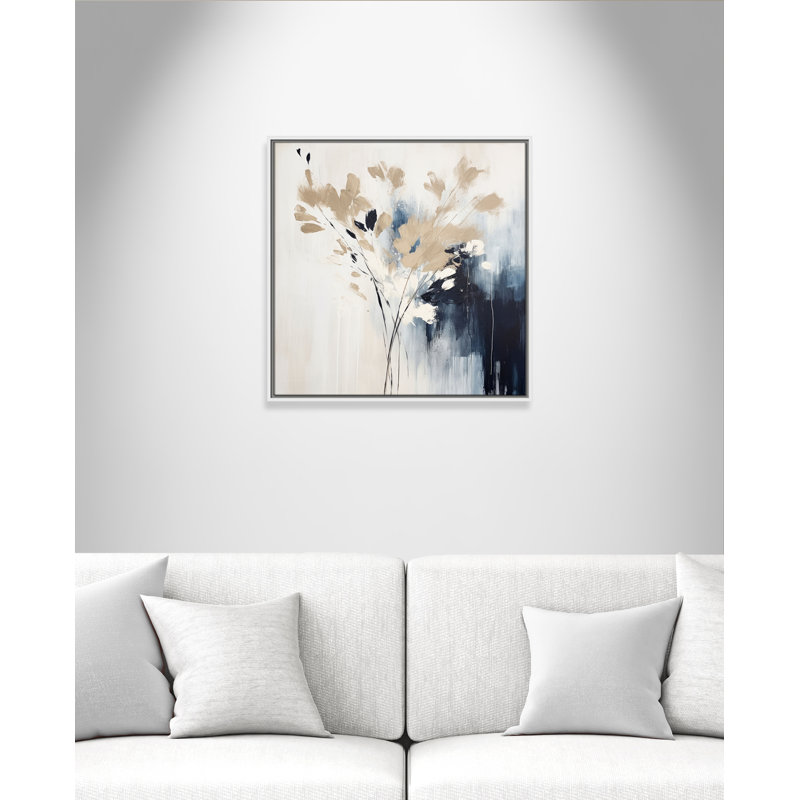 «Bliue Earthly Neutralité II» par Irena Orlov, L 25,5 po x H 25,5 po, Toile avec cadre, Flotteur blanc