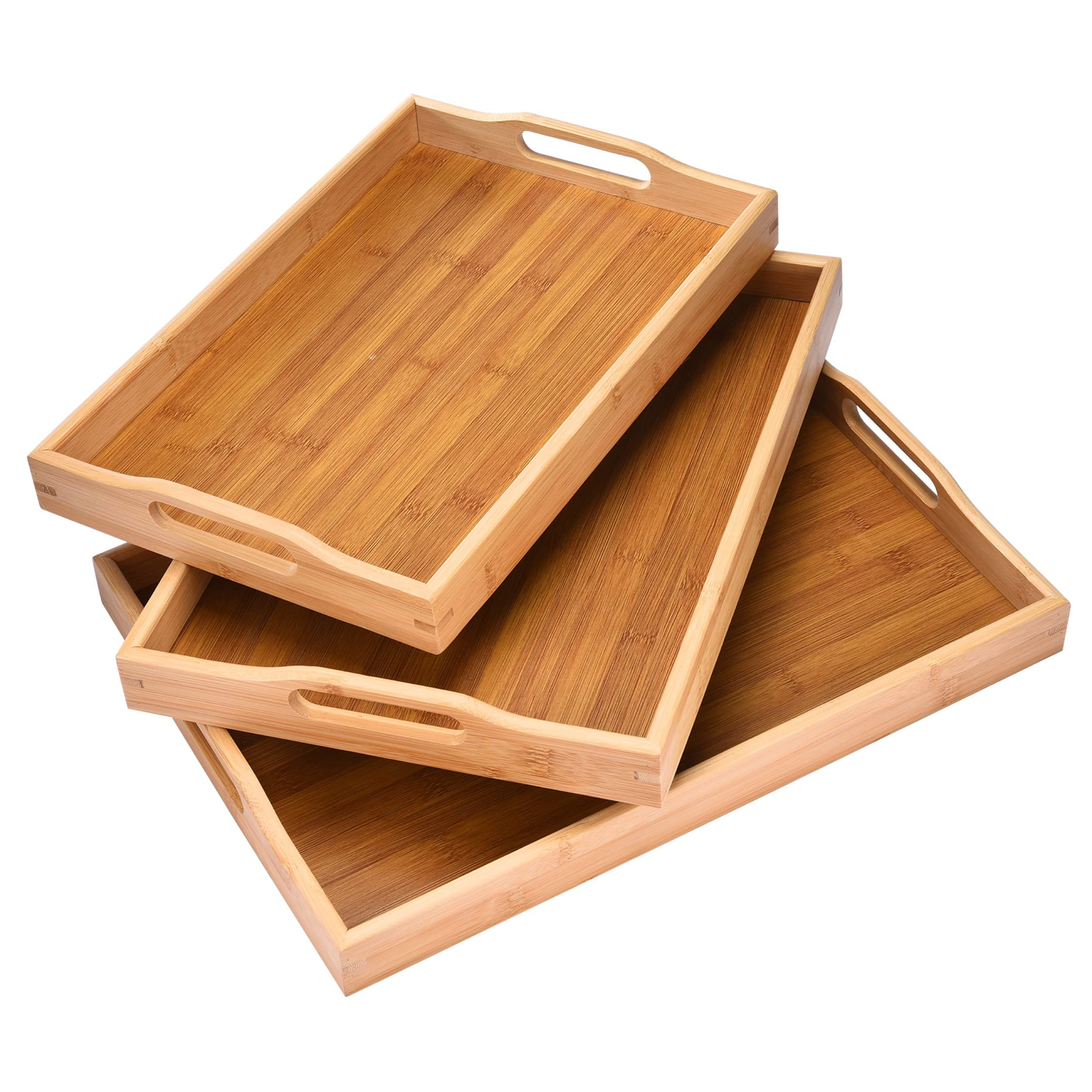 Loon Peak® Troyanek Bamboo Tray - Set of 3 | Wayfair