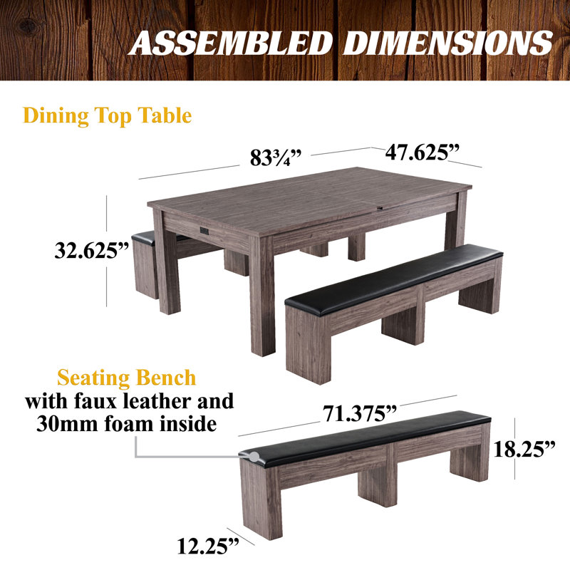 Monterey 7' Brown 3-in-1 Pool, Ping Pong, and Dining Table