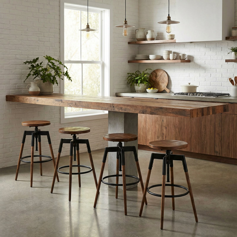 Tabouret pivotant en bois massif Melra